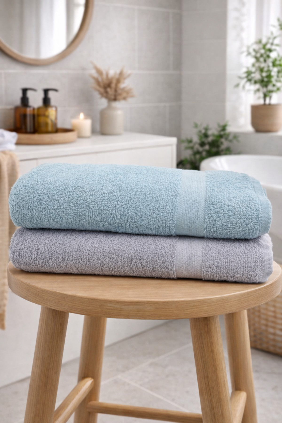 HOME MOD STORE 90x150 cm Mega Büyük Boy Banyo Havlusu 2’li Set & Yumuşak & Emici & Gündelik Kullanıma Uygun - Görsel 2