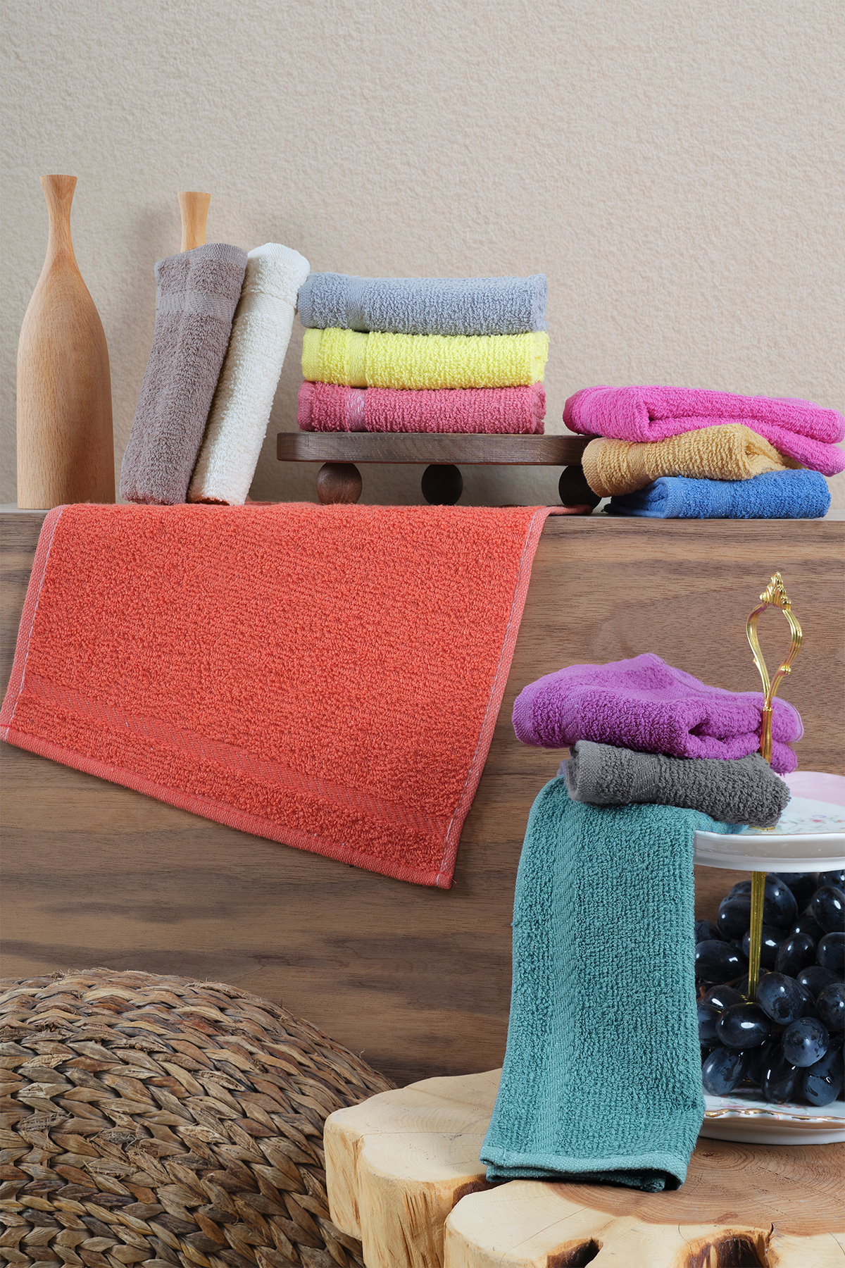 My Catherine 12'li 30x30 cm Rengarenk Mutfak Havlusu Seti - Yüksek Su Emiciliği ile Yumuşak ve Dayanıklı - Görsel 2