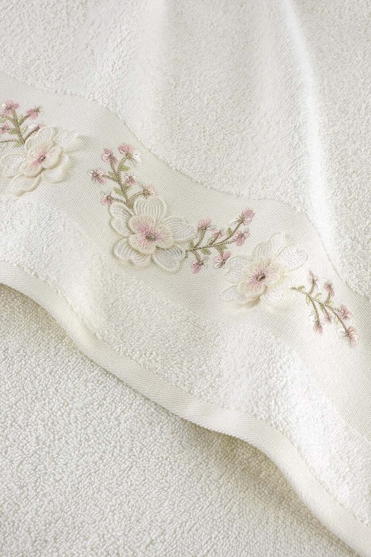 Arliva Home Mıne Nakıslı 2lı Havlu Setı Ekru 30x50 50x80