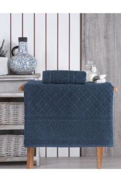 Louis Marie Reyna 2'li Banyo Havlu Seti | %100 Pamuk Lacivert