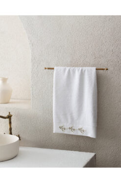 Madame Coco Opal Nakışlı %100 Pamuk Yüz Havlusu - Beyaz - 50x76 cm