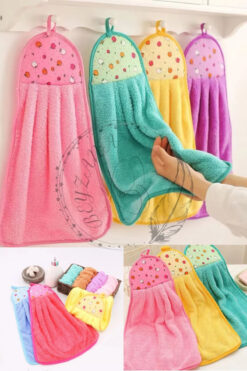 BEYZANA 3 Adet Mercan Kadife El Havlusu Hızlı Kuruyan Yumuşak Su Emici Asılabilir El Yüz Havlusu