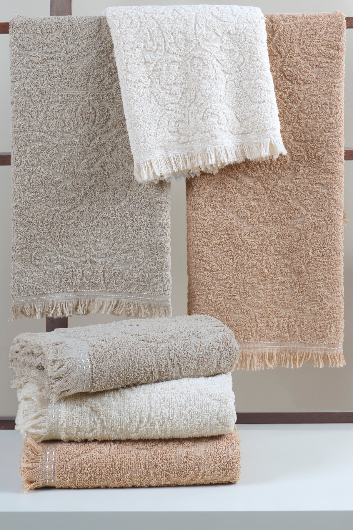 LADYNİL %100 Pamuk 3'lü Saçaklı Havlu - Çeyizlik Havlu Seti | Yüksek Emicilik & Lüks Konfor - Görsel 2