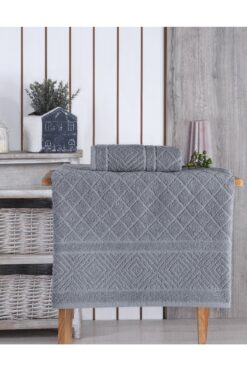 Louis Marie Reyna 2'li Banyo Havlu Seti | %100 Pamuk | Gri