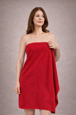 Elaganya Kırmızı Renkli Banyo Duş Havlusu Pamuklu Vücut Plaj Otel Havlusu Pamuklu Havlu 70x140 Cm