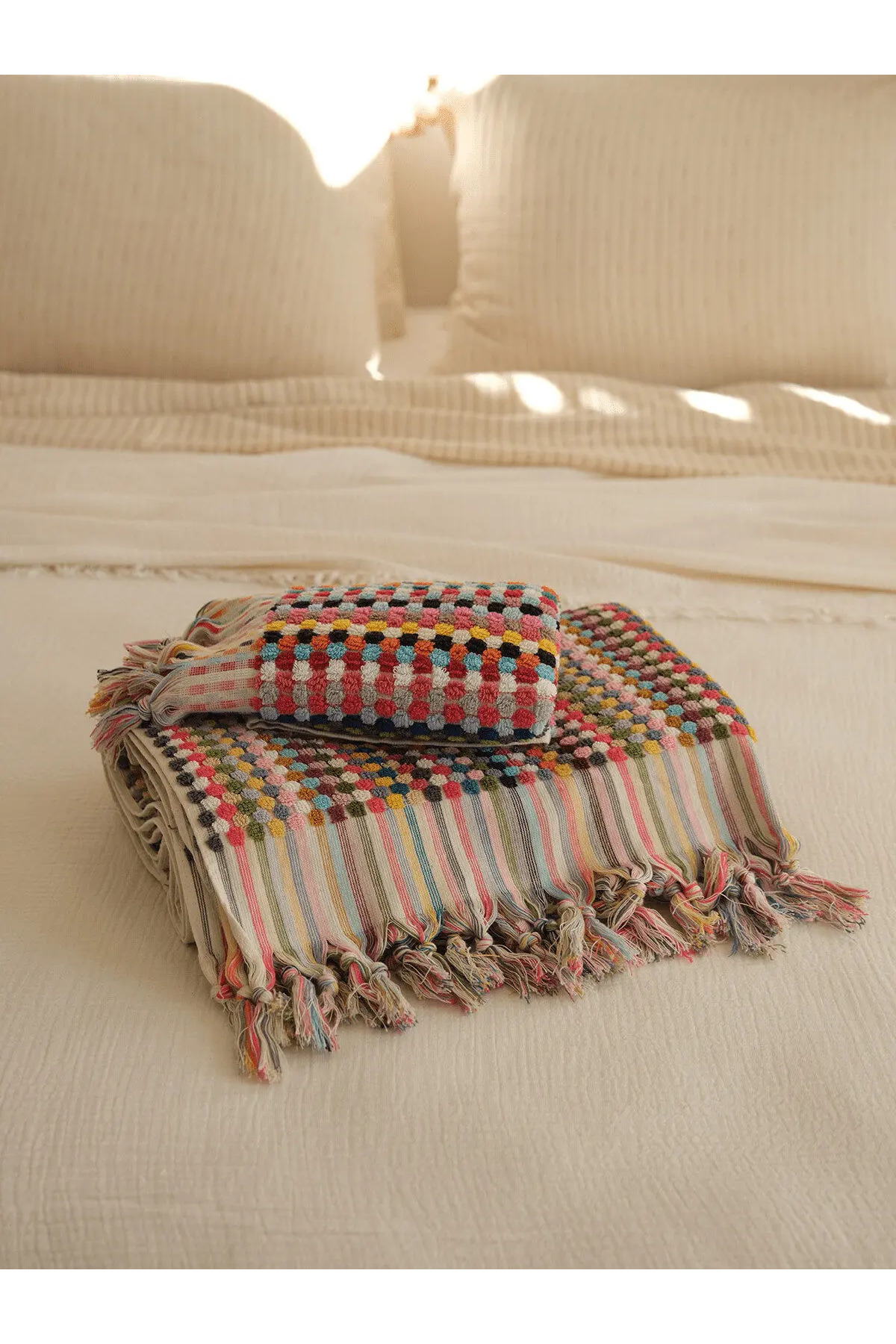 NEEDLE Polka Dot 2'li Multi Color Havlu Seti