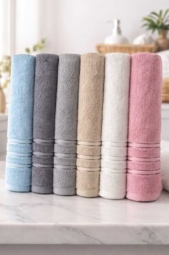 HOME MOD STORE 6 Adet 70x140 cm Büyük Boy Banyo Havlusu Seti & Yumuşak & Emici & Gündelik Kullanıma Uygun