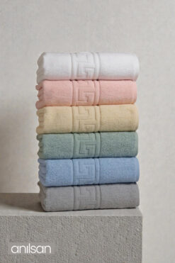 Anılsan 6'lı Minty Greek El Havlusu - 50x90 Cm, 225 Gr, %100 Pamuk, Spa Ve Otel Havlusu