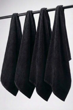 XJIM 4'lü %100 Pamuk Siyah Spor Sporcu Havlu 30x100 Fitness Antrenman Gym Golf Boks Havlusu