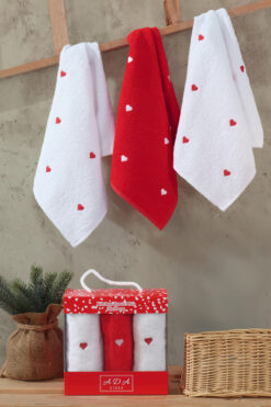 My Catherine Kalpli Nakışlı 3'lü Mutfak Ve El & Yüz Havlu Seti 30x50 Cm