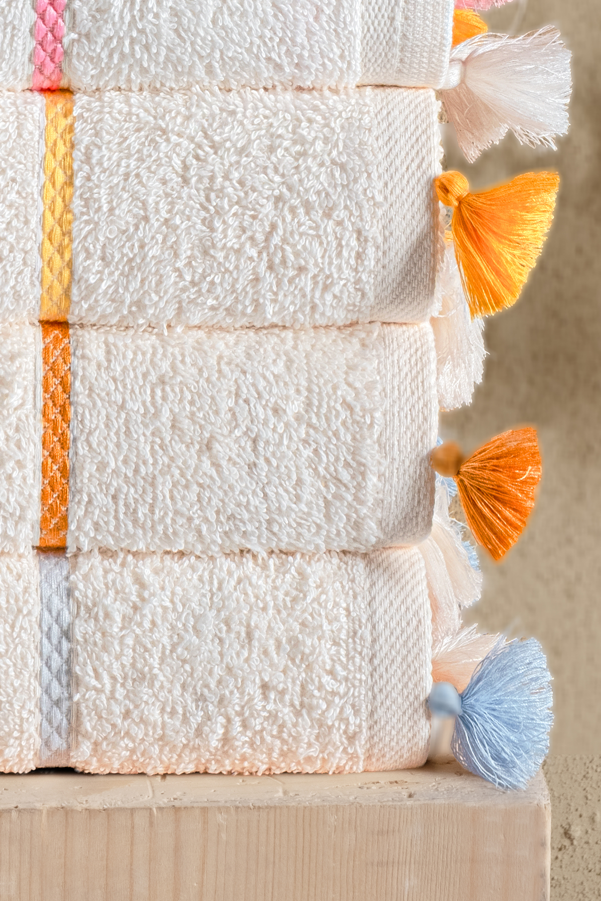 Bersay 6’lı Premium, Bohem, Renkli, Püsküllü ve Çizgili Havlu Seti | Mutfak & El Yüz 30x50 cm - Görsel 2