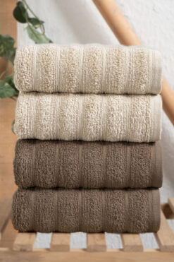 DNZGÜLCAN Bubble 4'lü Havlu Seti %100 Pamuk, Premium El, Yüz, Baş Havlusu, Yüksek Emici 50x90 cm