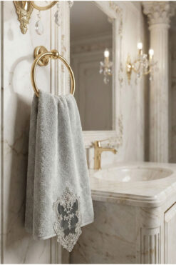 Class Bambu Dantelli El ve Yüz Havlusu 50 X 90 cm Hürrem Taş 1 Adet Tekli Kutulu 250 Gram