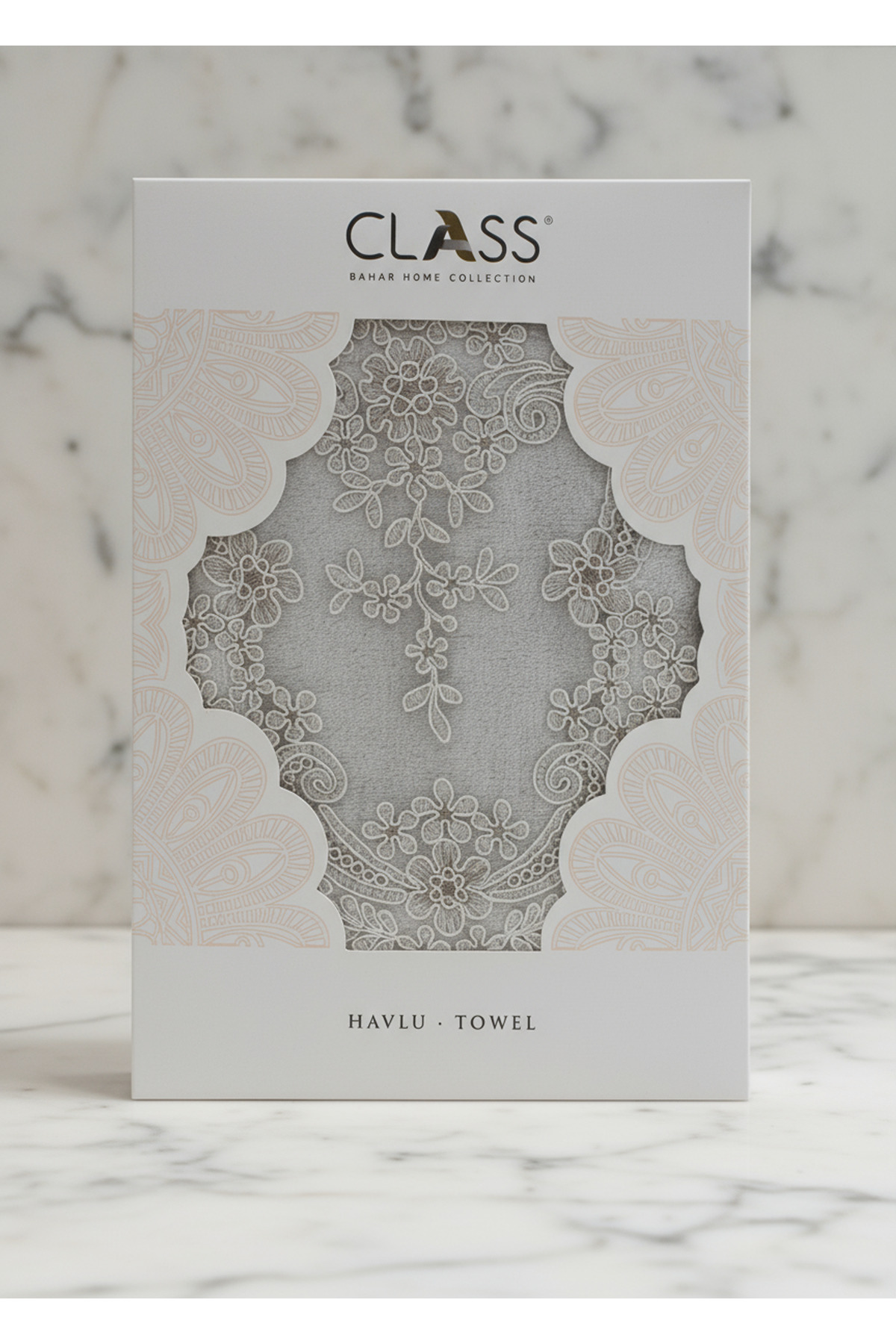 Class Bambu Dantelli El ve Yüz Havlusu 50 X 90 cm Hürrem Taş 1 Adet Tekli Kutulu 250 Gram - Görsel 3
