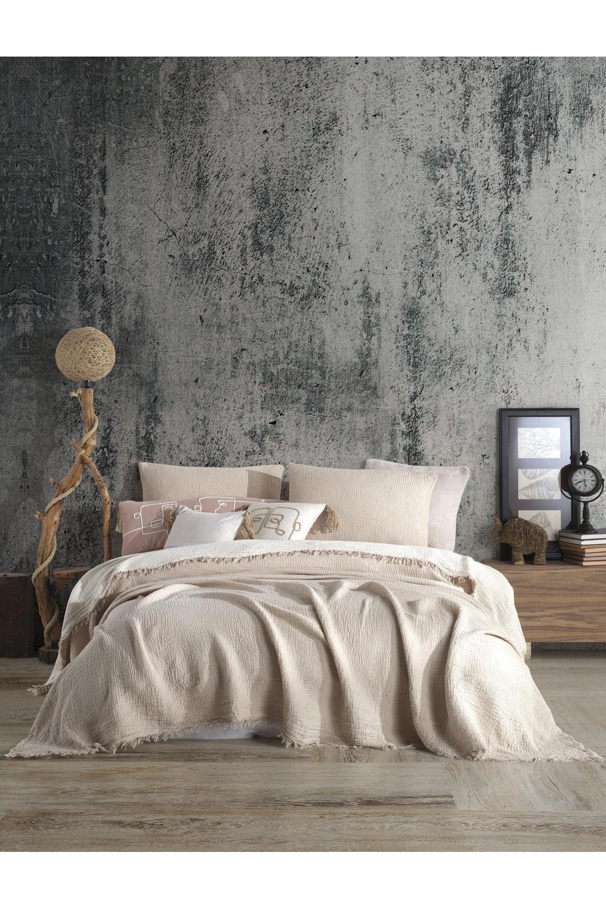 destinyhometex Vizon Çift Kişilik 240x250cm Yatak Örtüsü/2 Adet 50x70cm Yastık 4 Katlı Multi Muslin %100 Pamuk - Görsel 3