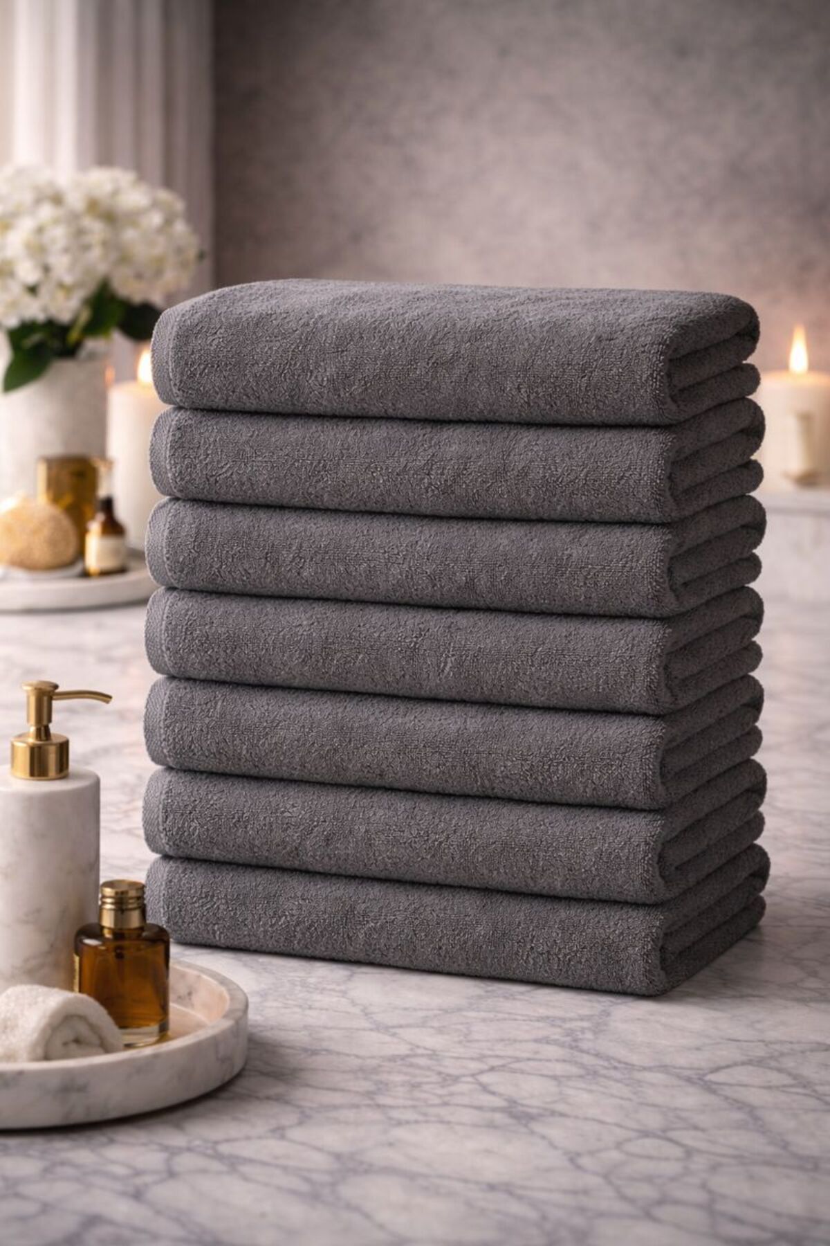 Elaganya Gri Spor Fitness Havlusu Leke Tutmayan Kuaför Berber Havlu 50x90 Cm 8 Adet - Görsel 2