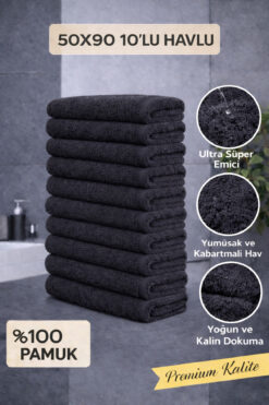 BAMİROSE 50x90 CM 10'LU LEKE TUTMAYAN SPOR - FİTNESS - KUAFÖR - BERBER HAVLUSU