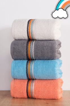 My Catherine Gökkuşağı 4'lü Yumuşak, Büyük El, Yüz ve Baş Havlu Seti - 50x90cm