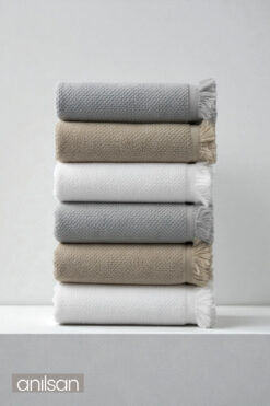Anılsan 6'lı Jelena El Havlusu - 50x90 Cm, 225 Gr, %100 Pamuk, Spa Ve Otel Havlusu