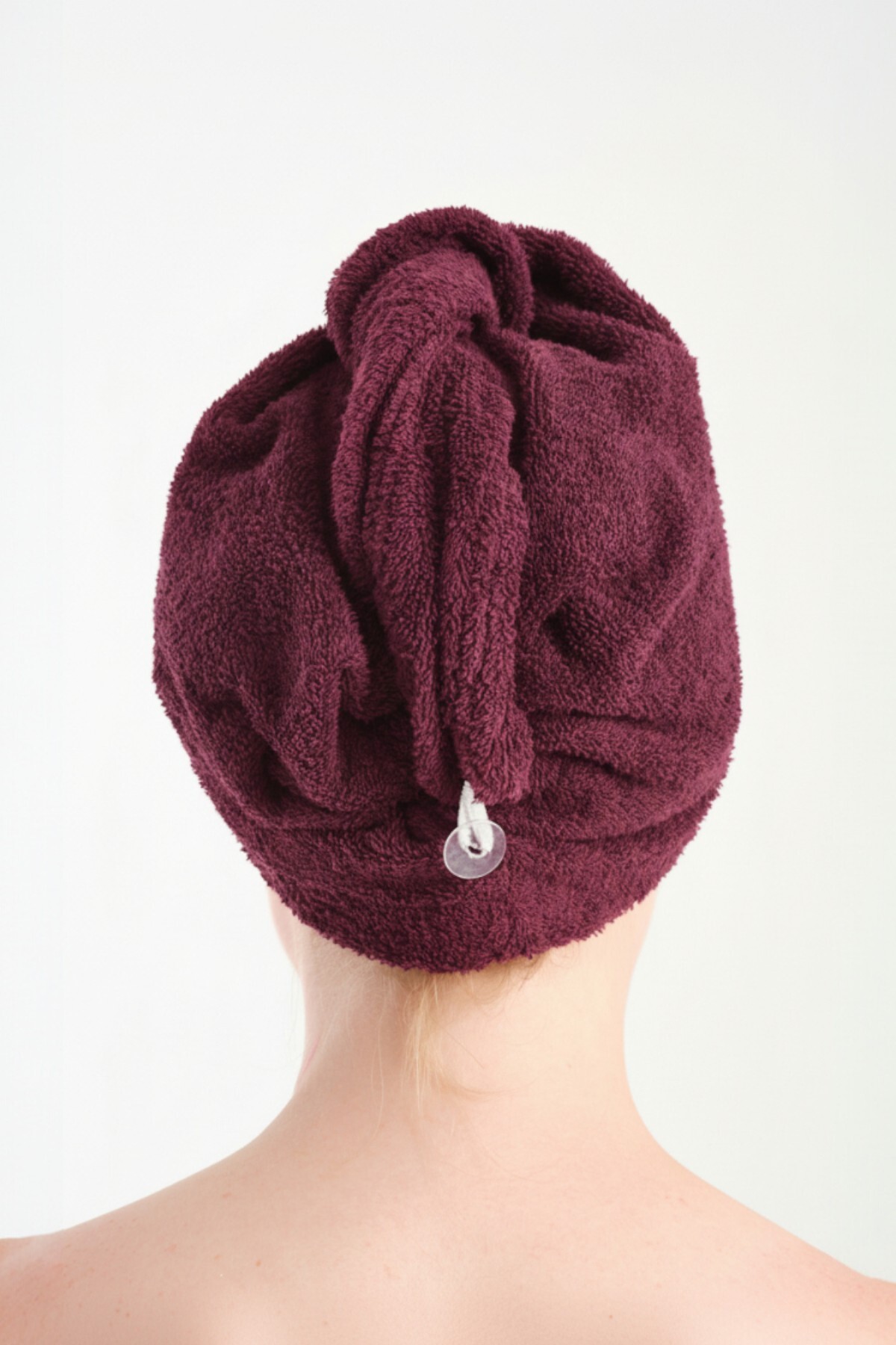 Anılsan Havlu Saç Bonesi Bordo %100Pamuk Saç Kurutma, Kurulama, Duş Banyo Baş Havlusu - Görsel 3