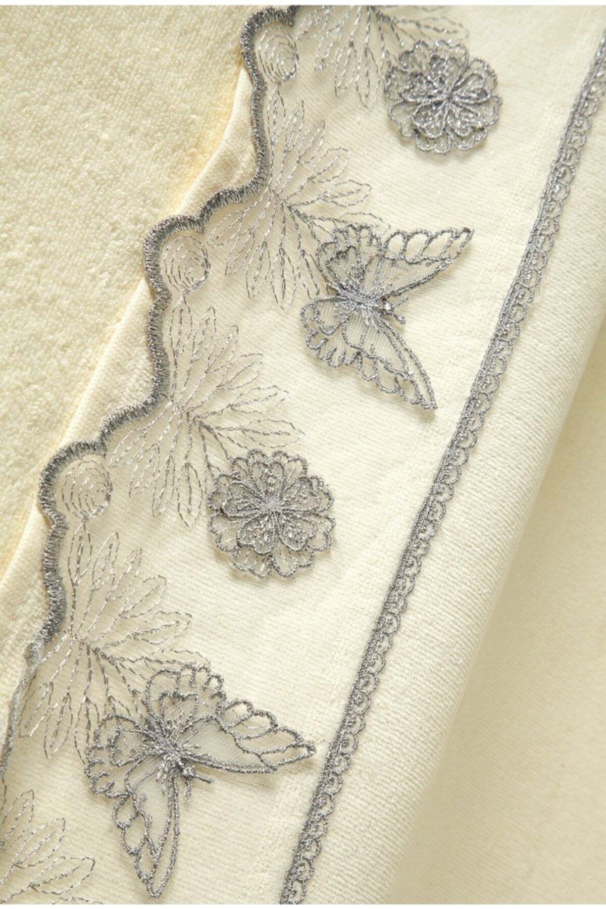 AYHANHOME Kelebek Güpürlü 3'lü %100 Pamuk 50x90 El Ve Yüz Havlu Seti - Görsel 2