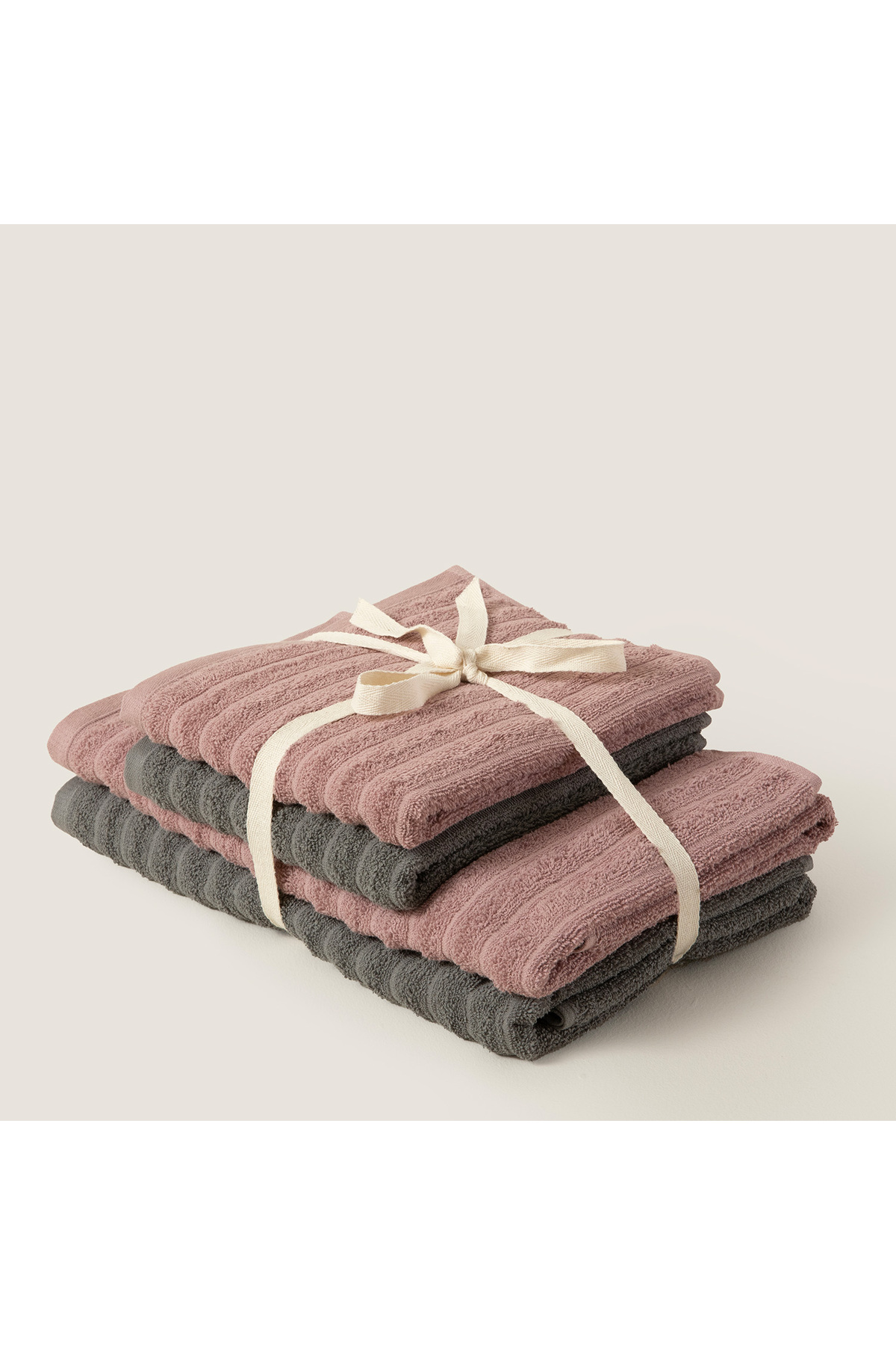 Chakra Wawed %100 Pamuk Aile Seti Mürdüm/Antrasit