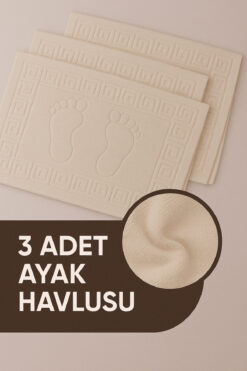 Isessia 3 Adet %100 Pamuk En Iyi Emici Ayak Havlusu : Konforlu Banyo Paspası 50x70cm Terra Kahve Bej
