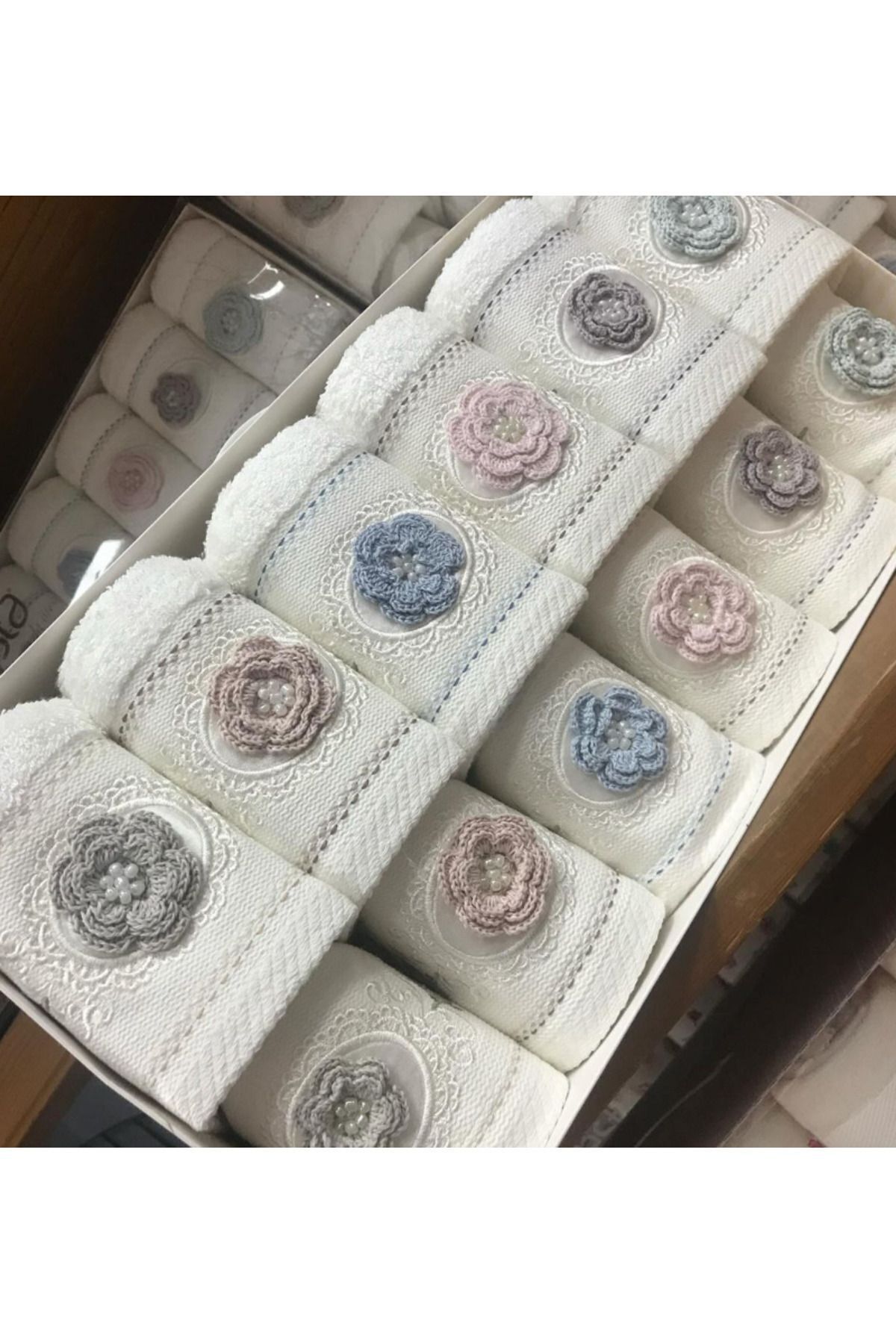 Fiesta Home Fiesta Analı Kızlı Havlu 3D Nakışlı Krem Bambu 50X90 (6 Adet) 30X50 (6 Adet)