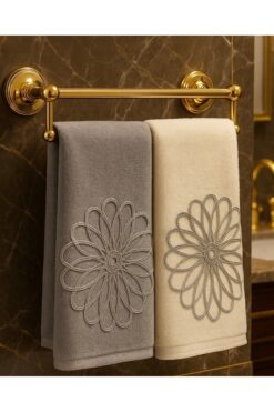 Çeyiz Bahçesi Kure ikili havlu takımı krem gri