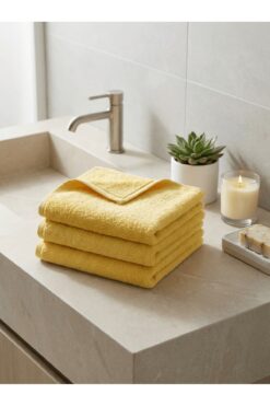 Lumia Studio %100 Pamuk 4'lü Sarı El Yüz Havlu Seti 50x100cm