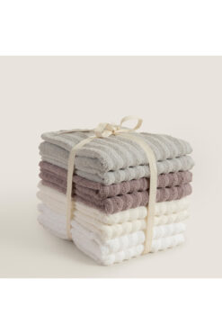 Chakra Waved %100 Pamuk 8'li Yüz Havlusu Seti 50x80 cm