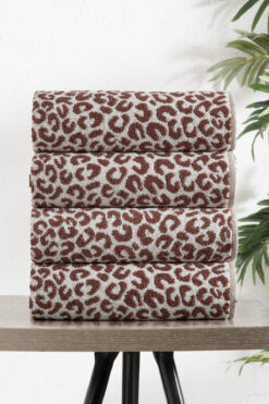 DNZGÜLCAN Leopar 4'lü 50x90cm Havlu Seti El Yüz Havlusu Pamuk