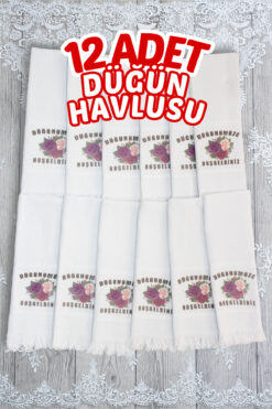 Comfort Home 12 Adetli Saçaklı Düğün Havlusu Desenli Konvoy Havlusu Ekonomik Model