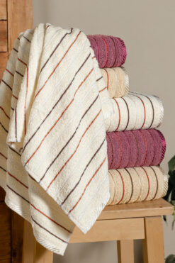 DNZGÜLCAN Çizgi 6'lı Banyo Havlu Seti Hamam Takımı %100 Pamuk