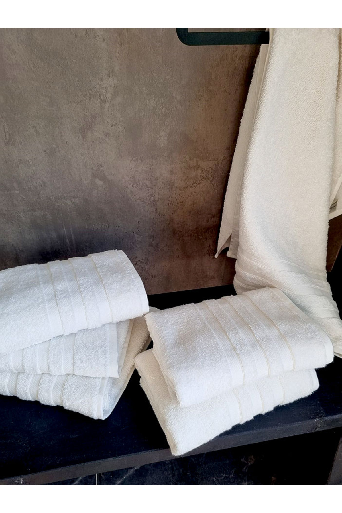 eumenia Pure White %100 Pamuk 6’lı Beyaz Otel Havlusu El & Yüz Banyo Havlu Seti 50X90 cm - Görsel 3