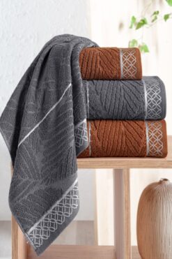 Mürdüm Home 4'lü Banyo Havlu Seti Hamam Takımı 100% Pamuk