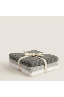 Chakra Zıgzag %100 Pamuk 3'lu Yüz Havlusu Seti 50x80 cm