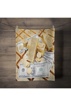 Erays Home Erayshome Dollars Gold Desenli Çok Amaçlı Dekoratif Havlu