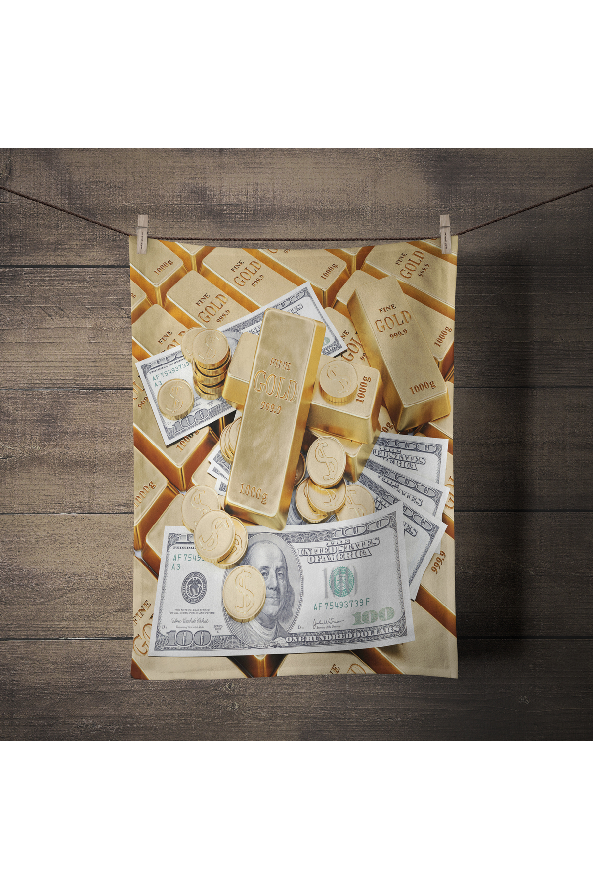 Erays Home Erayshome Dollars Gold Desenli Çok Amaçlı Dekoratif Havlu