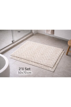 Femm Havlu Femm Zigzag Desenli Pamuk Ayak Havlusu 50x70 cm Banyo Paspası 2’li