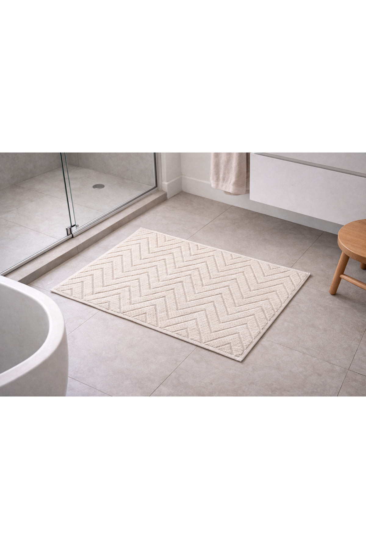 Femm Havlu Femm Zigzag Desenli Pamuk Ayak Havlusu 50x70 cm Banyo Paspası 2’li - Görsel 2