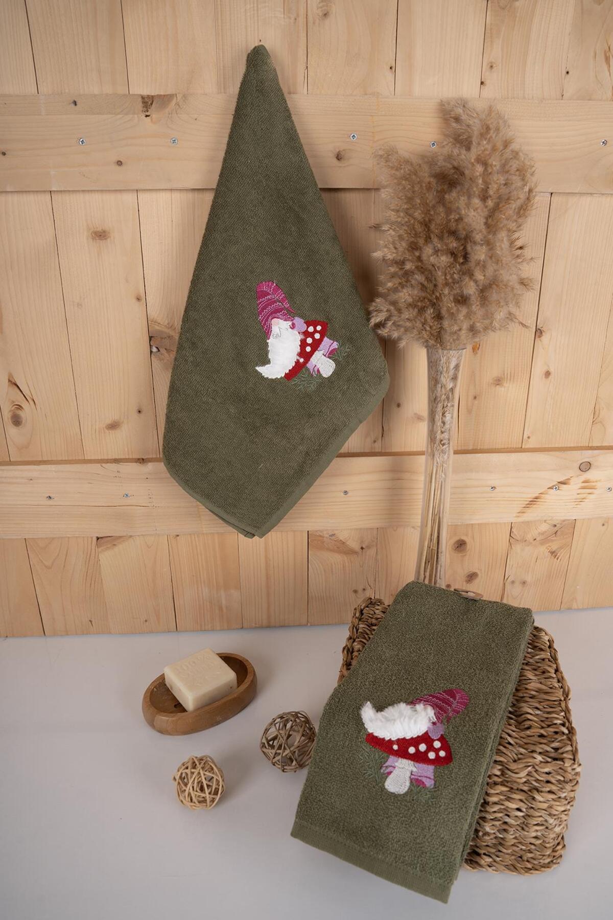 Baveno %100 Pamuk İkili 40x66 cm Desenli Nakışlı Hediyelik Havlu Seti Baveno - Görsel 2