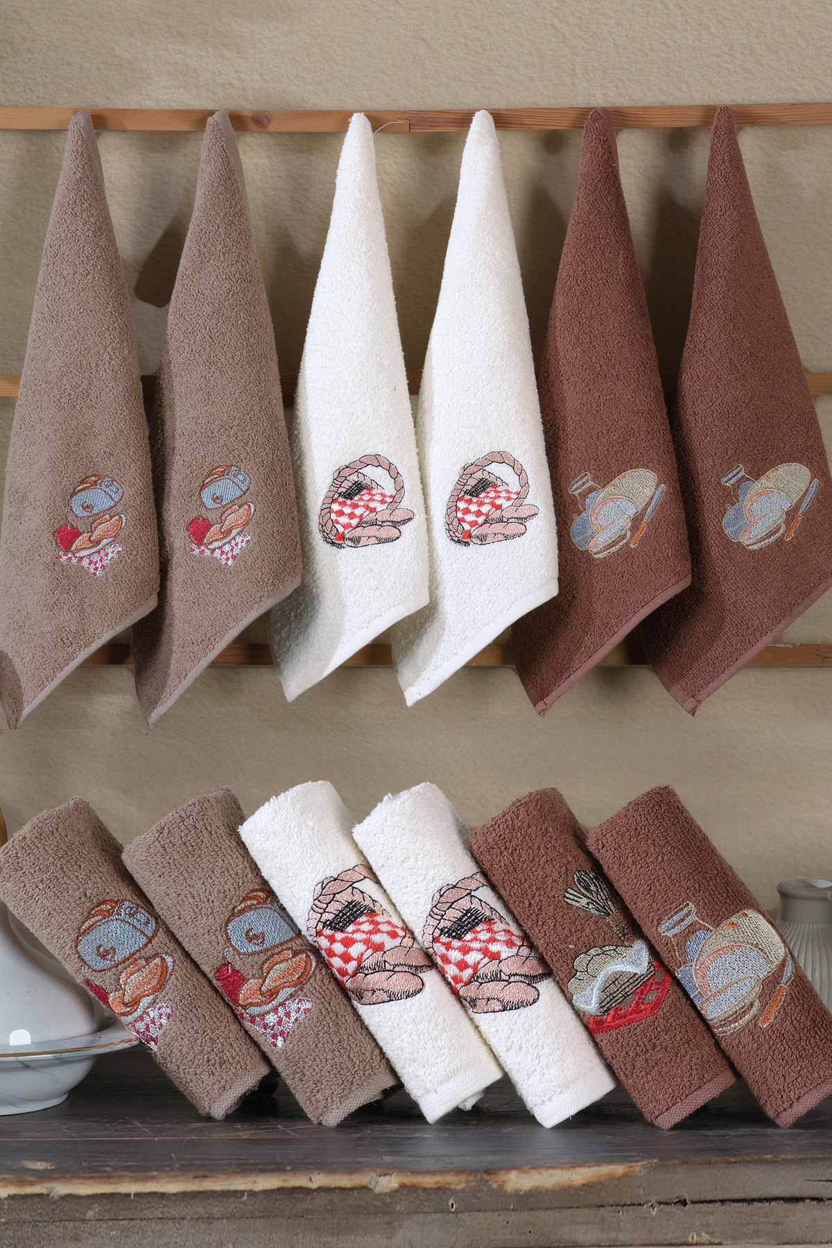 DNZGÜLCAN Mutfak Havlusu Seti 6'lı – %100 Pamuk El Havlusu | Yüz Havlusu – Çeyizlik