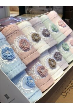 Fiesta Duygu 6lı Bambu  Analı-Kızlı 3d Nakışlı Havlu Takımı Renkli