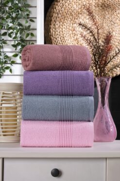 MARLA HOME Velmora 4'lü El-Yüz Havlusu Seti | %100 Pamuk | 50x90 cm | Koyu Renkler