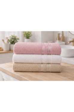 HOME MODE 3’lü Banyo Havlusu Seti 70×140 cm Yumuşak & Emici & Gündelik Kullanıma Uygun