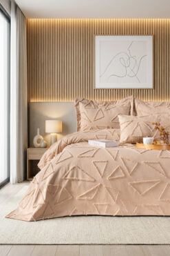 Odamoda Zen Çift Kişilik Yatak Örtüsü Seti BEJ - İskandinav Bohem Püsküllü Örtü Takımı - Şık Kutu ve Paket