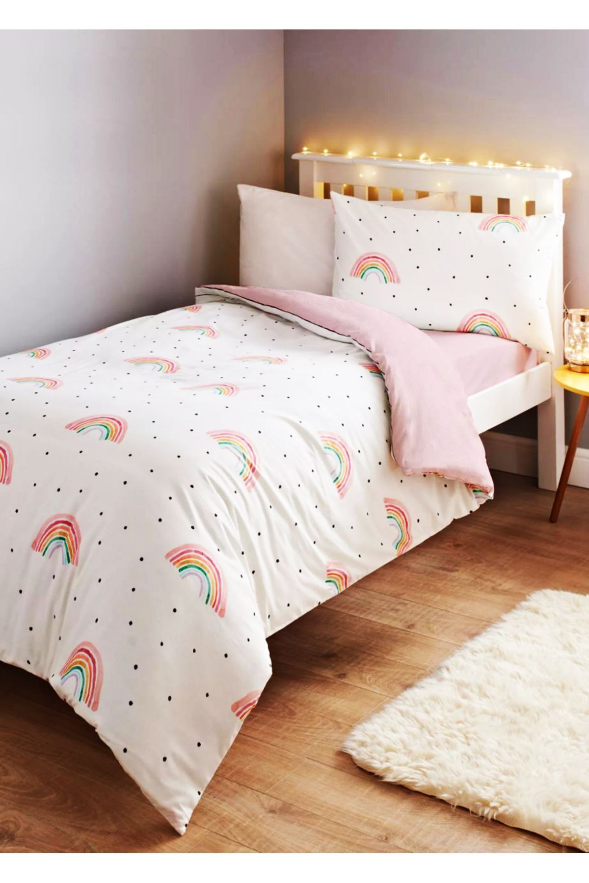 Always Çarşafı Lastikli Çift Taraflı Tek Kişilik Nevresim Takımı Gökkuşağı