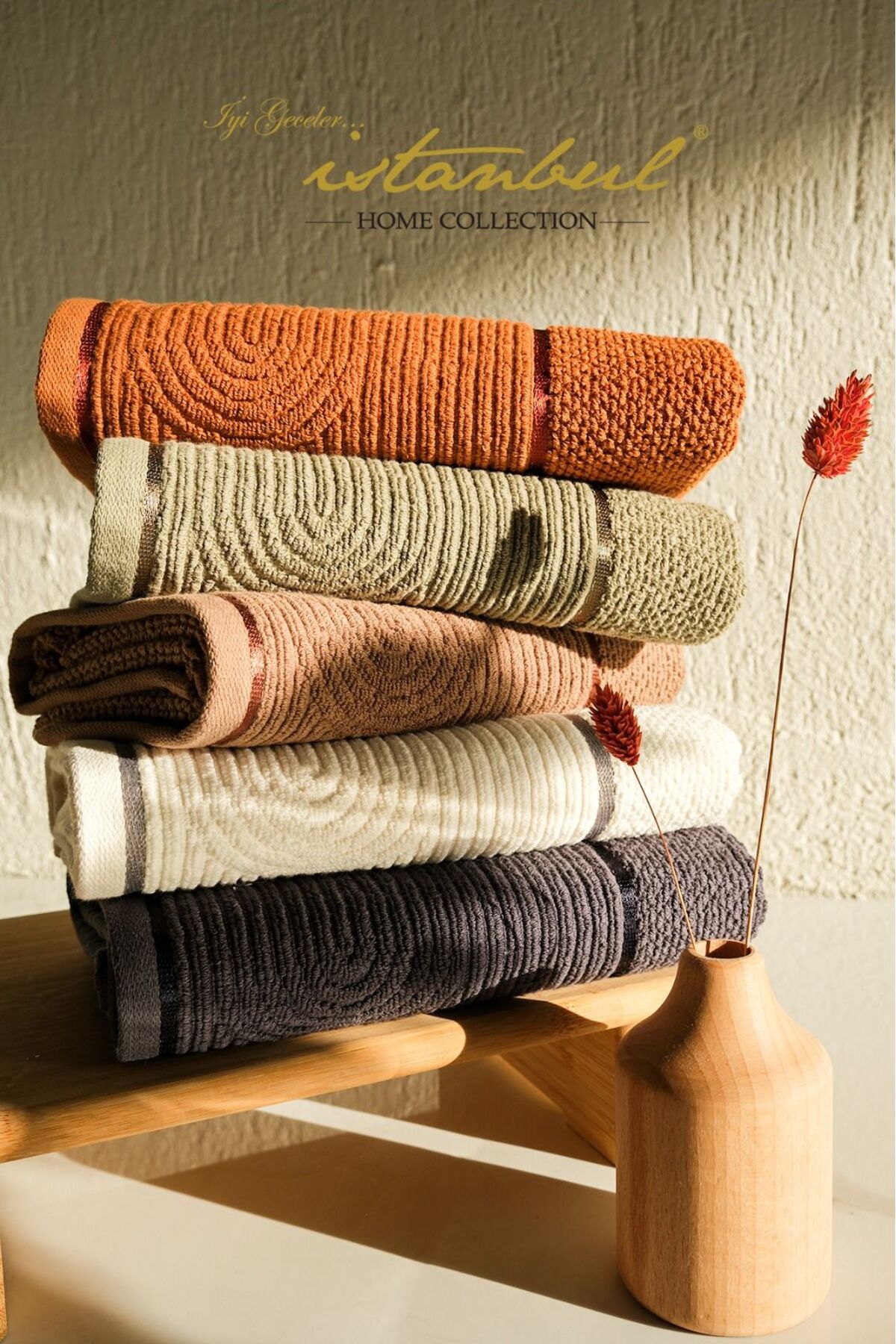 İyi Geceler İstanbul %100 Pamuk Babil 5'li Kutulu Havlu Seti 50x 90 cm - Görsel 2