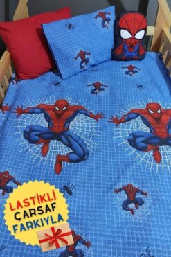 mihriban Tek Kişilik Çocuk Desen Lastikli Çarşaflı Nevresim Takımı Örümcek 100x200 Cm 1 Yastık Kılıflı